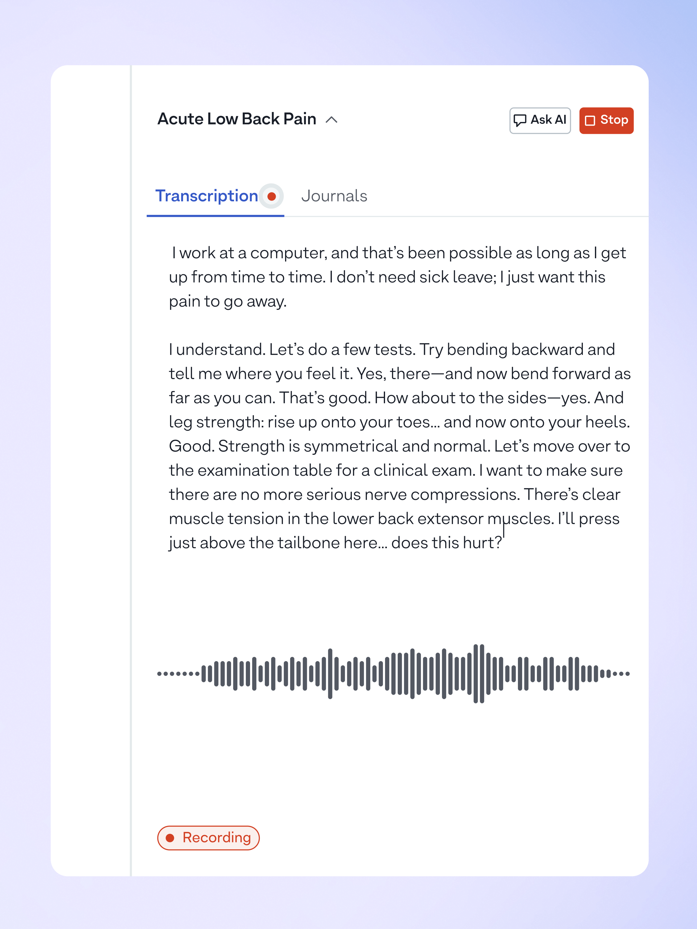 Session transcription